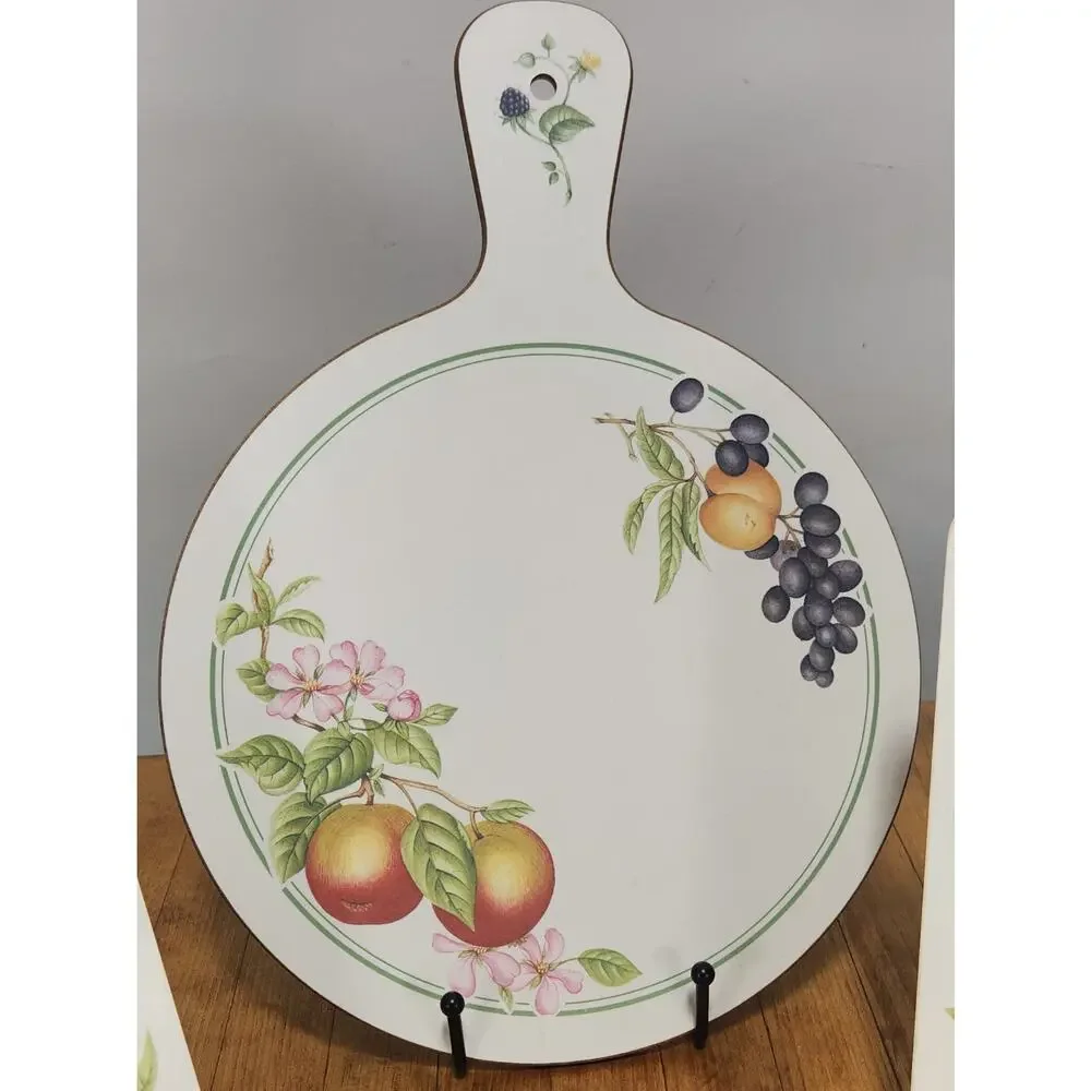 Royal Doulton Vintage Orchard Fruit Cork Table Mats Trivet Serving Board 3pc Set